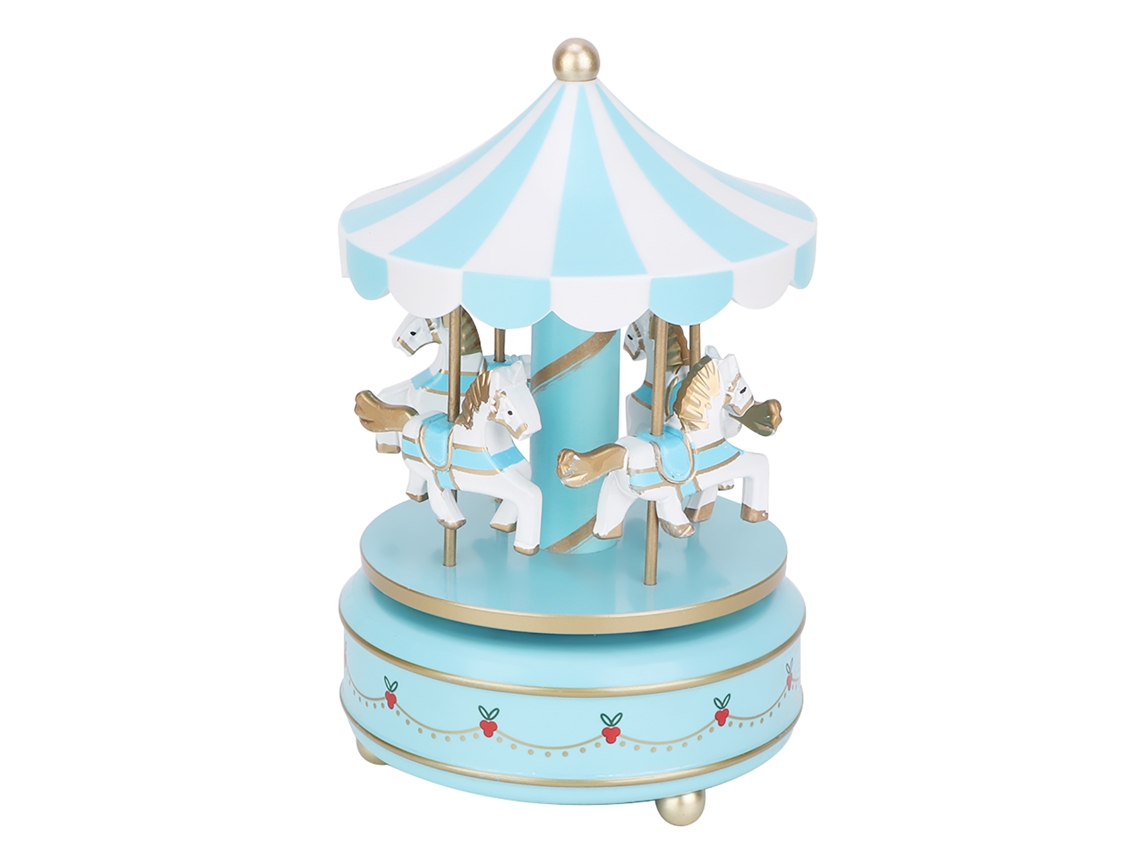 2026-caja De Música Carrusel Merry Go Round Para Regalo De Navidad, Boda Y Cumpleaños Decoración Azul