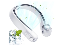 Ventilador de cuello portátil recargable (blanco) de 2400 mAh - Ajustable