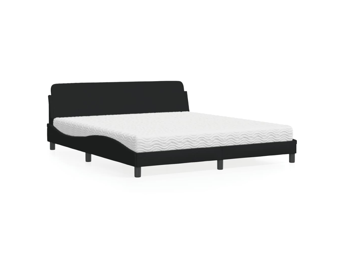 Cama Con Colchón De Tela Negro 180x200 Cm