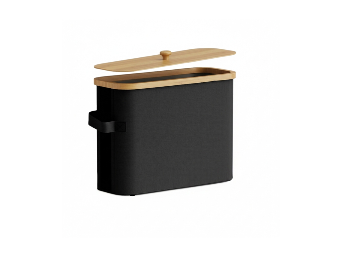 Relaxdays Almacenamiento De Papel Higiénico, 12 Rollos, Hbt: 33 X 45 X 16 Cm, Textil, Bambú, Caja, Negro