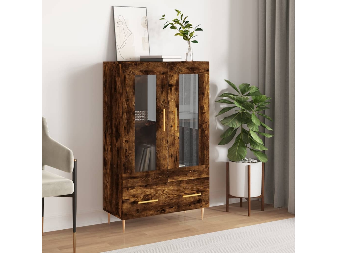 Lovely Home Armario Alto Derivados de Madera 69,5X31X115Cm Roble Ahumado