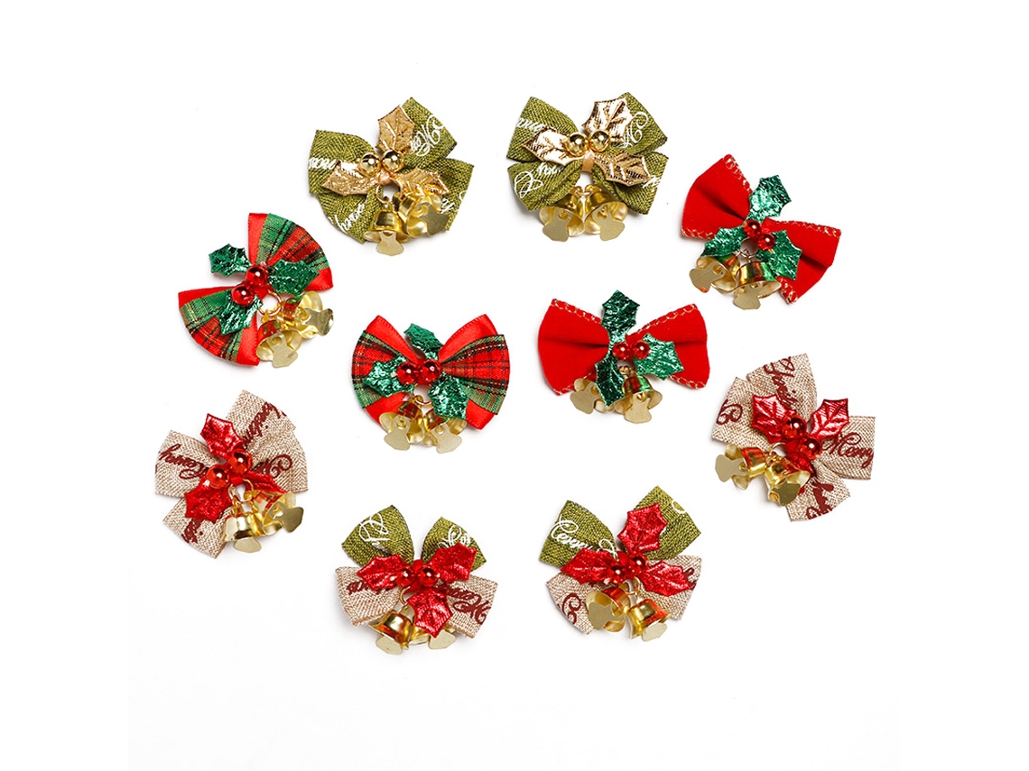 Lazos navideños con campanas, adornos artesanales en miniatura. NEVEANCE