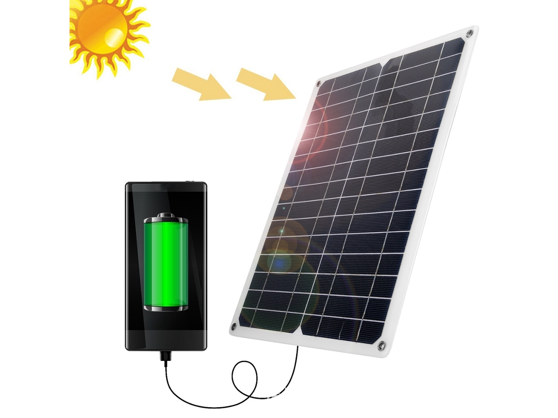 Panel Solar Portátil 15w Dc 18v/5v Doble Usb Para Cargador De Batería De Coche Y Barco Viajero