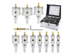 Kit De Brocas De Corona Tct De 10 Piezas Con Guía De Perforación Para Acero Inoxidable, Hierro Y Aluminio.