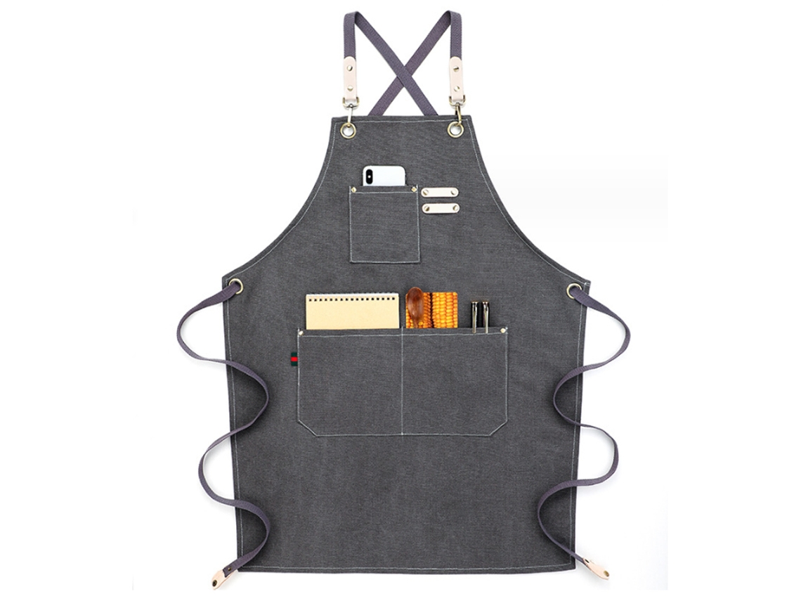 Delantales De Cocinero Para Hombre Y Mujer Con Grandes Bolsillos, Delantal De Lona De Algodón Cruzado Resistente Y Ajustable