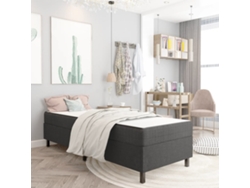 Cama Box Spring Tela Gris Oscuro 100x200 Cm
