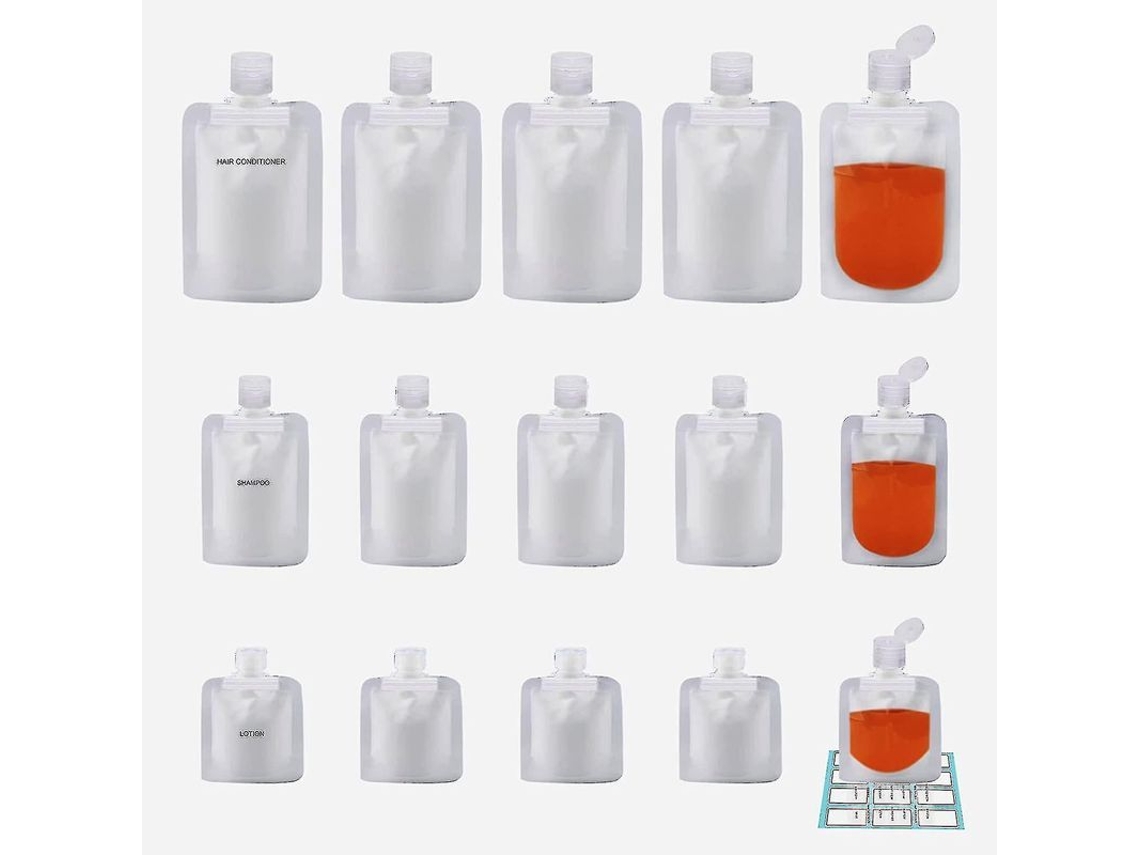 2026dn 15 Bolsas de viaje vacías y recargables para líquidos, a prueba de fugas, ligeras y reutilizables (30 ml/50 ml/100 ml)