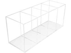 Portalápices De Acrílico Transparente, Dimensiones 225x76x95 Mm, 4 Compartimentos.
