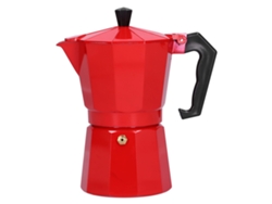 Cafetera de aluminio duradera, octogonal roja, 300 ml, para el hogar y la oficina