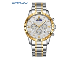 Reloj de cuarzo multifuncional para hombre (oro blanco), calendario sencillo para negocios, esfera grande, resistente al agua.