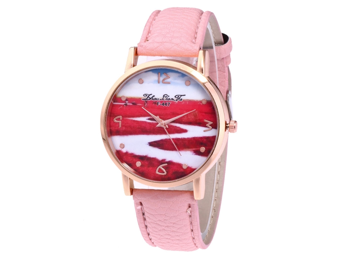 Reloj De Pulsera Zhoulianfa Fashion Para Estudiantes Con Correa De Pu Y Esfera Redonda De Cuarzo - Oro Rosa