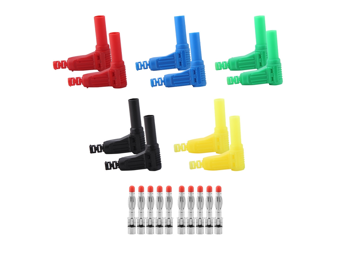 10 Conectores Banana De 4 Mm Con Tapa De Seguridad, Conector De Cable En Ángulo Recto Para Cables Eléctricos.