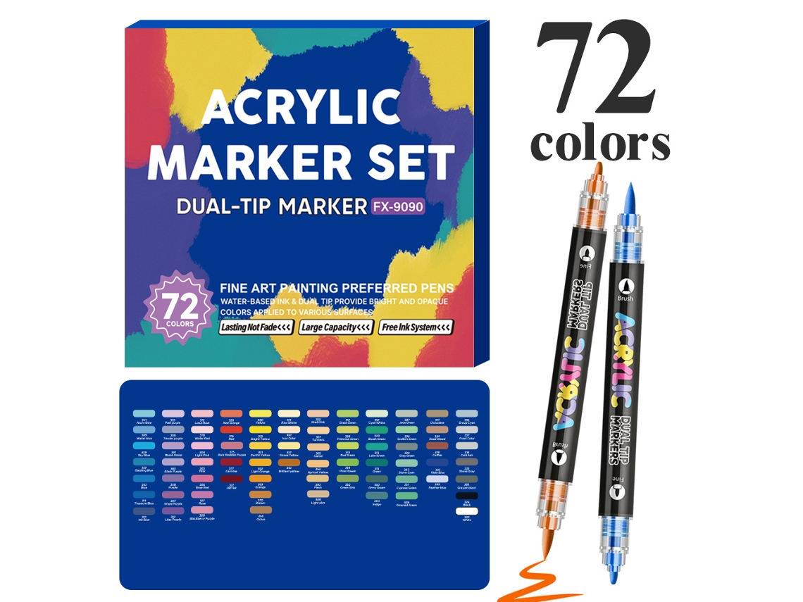 Bolígrafo de dibujo para estudiantes, rotuladores de tinta acrílica de doble punta para manualidades, 72 colores Gertiz