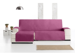 Funda acolchada e impermeable para Chaise Longue orientación izquierda Luke (240 cm - Violeta)