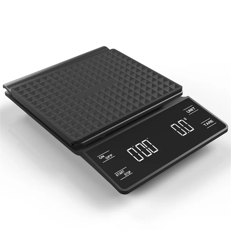 (Negro) Báscula digital para café de 3 kg con temporizador y pantalla LED