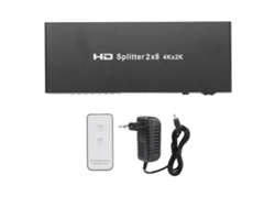 Conmutador Splitter Hdmi 2 Entradas 8 Salidas 4k Con Control Remoto De Selección De Video