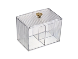 Caja para hisopos de algodón, recipiente transparente con tapa, malla cosmética, decoración de oficina