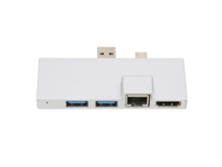 Concentrador USB 3.0 para Surface, estación de acoplamiento 6 en 1 con lector de tarjetas intercambiable en caliente, resolución 4K, velocidad de 5 Gbps, carcasa de aluminio Vvjijilly