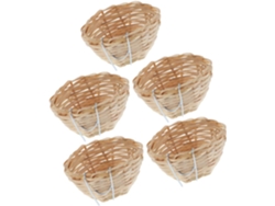 Juego De 5 Nidos De Pájaros De Bambú Tejidos A Mano Con Gancho.