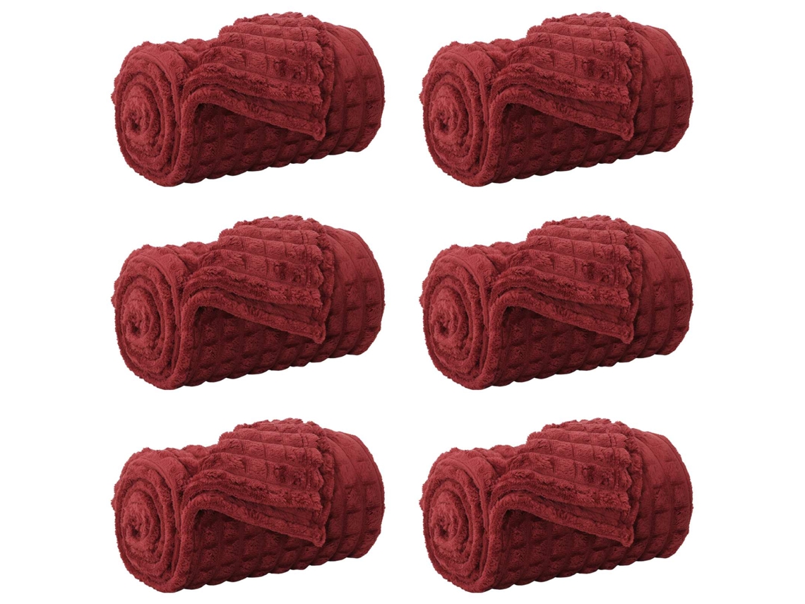Mantitas De Sofá 6 Uds Rojo Burdeos 270 X 240 Cm Lana