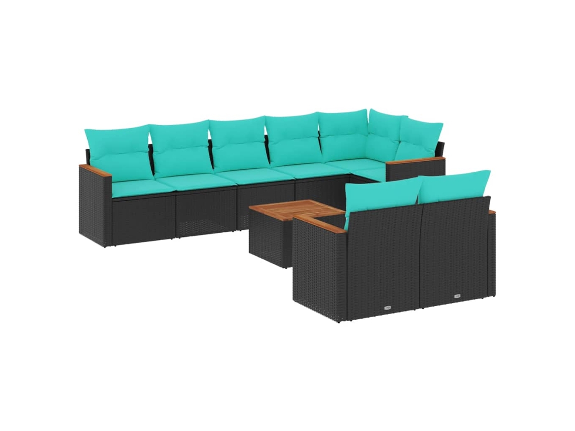 Maison Exclusive - Conjunto De Sofá De Jardín De 9 Piezas Con Cojines, De Poliratán Negro