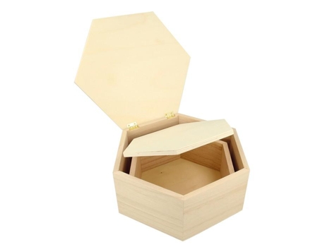 2 cajas de madera hexagonales