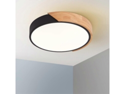 Rebe-lámpara De Techo Led 24w Empotrada Redonda Negra 30cm 2400lm 3000k Ultra Delgada Madera Ahorro Energía