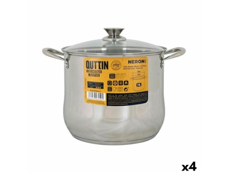 Olla con Tapa de Cristal INDE New Neron Acero 27,3 x 23 cm (4 Unidades)