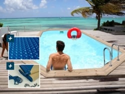 Piscina de madera "Córdoba" - 3,48 x 2,15 x 1,18 m + cubierta de burbujas de 180 µ - cubierta de invierno de 280 g/m² HABITAT ET JARDIN