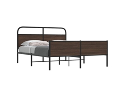 Estructura De Cama Sin Colchón Metal Marrón Roble 150x200 Cm