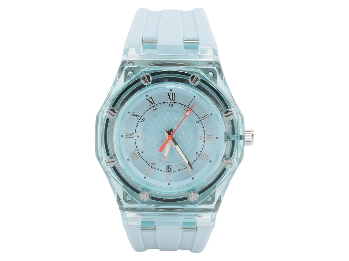 Reloj Deportivo Infantil, Resistente Al Agua, Luminoso, Con Correa De Caucho Azul.