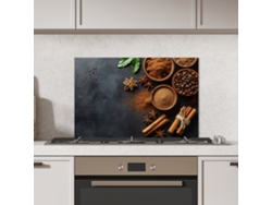 Panel antisalpicaduras de cocina Canela - Hormigón - Café - Palitos de canela - Especias 70x50 cm