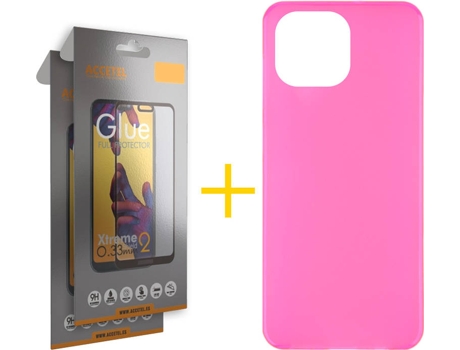 Kit Funda + 2 Protectores de Pantalla Apple iPhone 13 Pro Max ACCETEL Liso Rosa