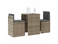 Conjunto de bistró de 3 piezas DKD Home Decor con cojines de mimbre gris