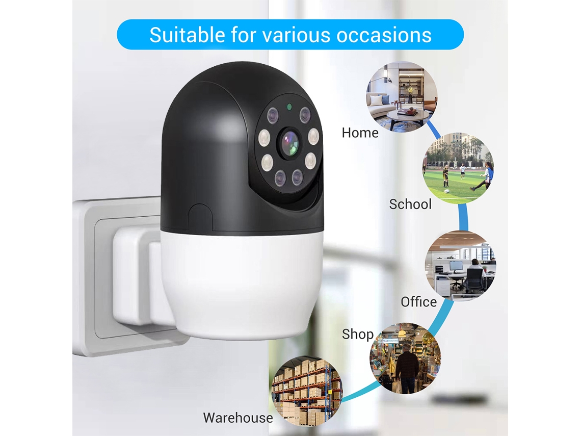 2026yncm-cámara De Seguridad Inteligente Bombilla 1080p 360 Grados Wifi Exterior Supervisa Hogar