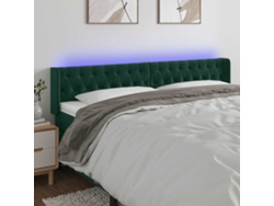 Cabecero De Cama | Panel De Cabecero Con Led De Terciopelo Verde Oscuro 203x16x78/88 Cm