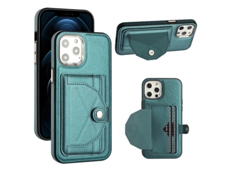 Funda Mobile Phone Cases Shockproof With Card para iPhone 12 Pro Max Piel Marrón