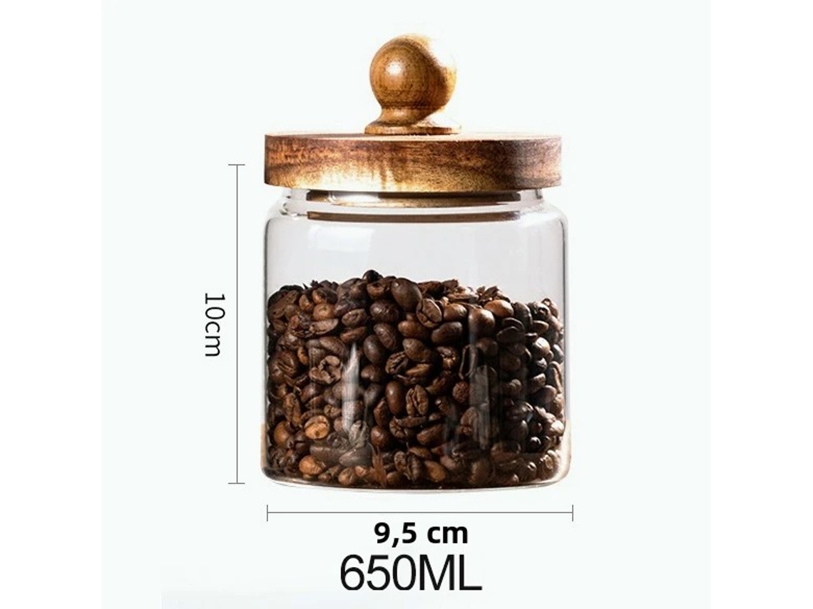(650 Ml) Contenedor De Café Con Aire Acondicionado, Botella Hermética Para Alimentos, Frasco De Vidrio Para Almacenar Granos Con Tapa