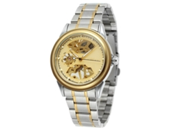 Reloj Mecánico Para Hombre, Resistente Al Agua Hasta 30 M, Diseño Calado, Esfera Dorada.