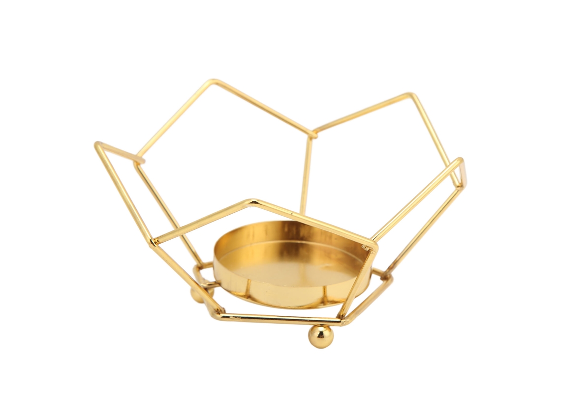 Portavelas De Metal Dorado Nórdico De Diseño Geométrico Sencillo Para Decoración.