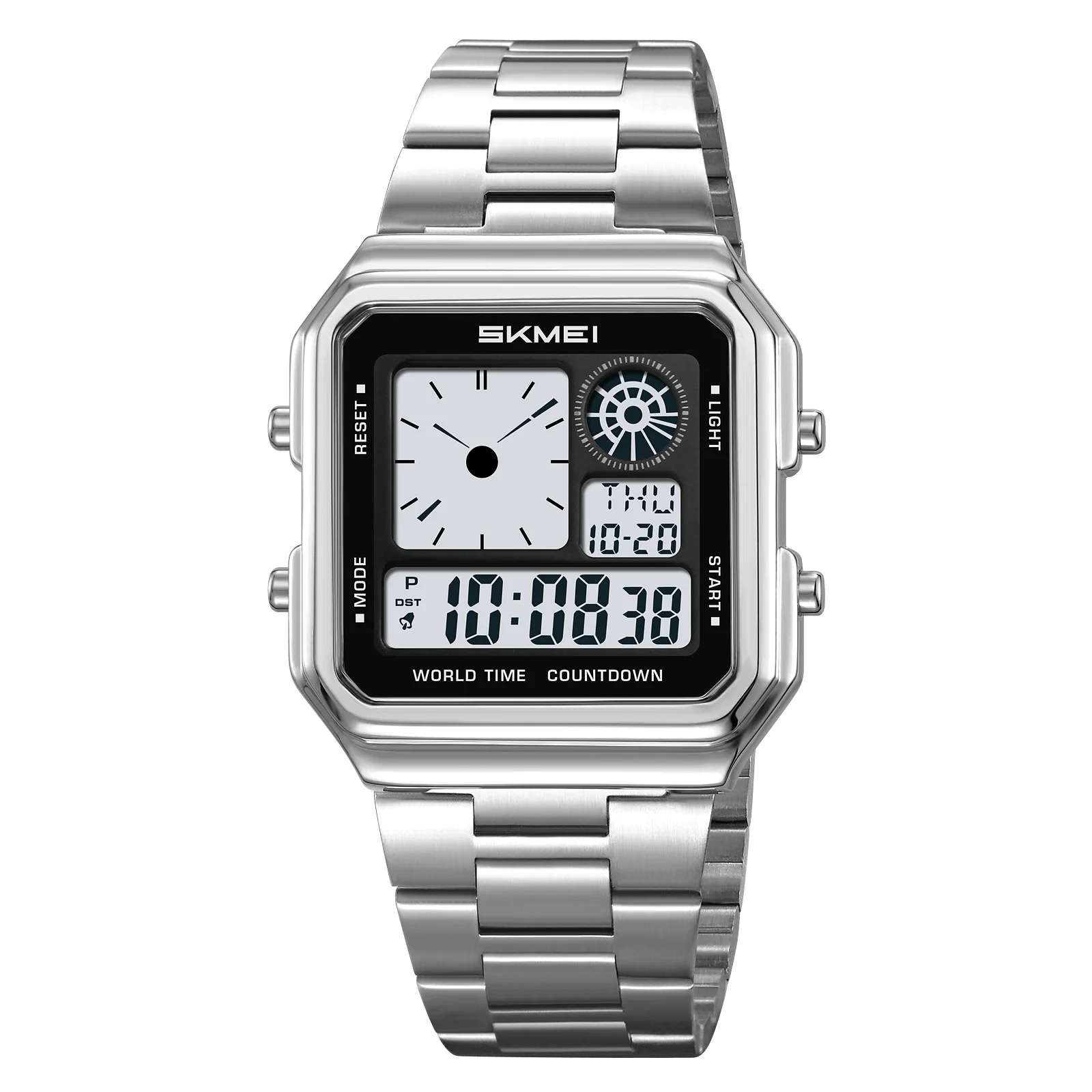 Reloj Digital Para Hombre (plateado), Resistente Al Agua, Ideal Para Estudiantes Y Deportistas, Con Pantalla Digital Para La Hora.