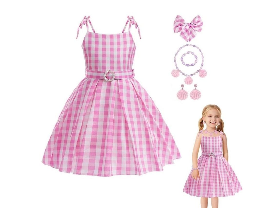 Vestido rosa de la princesa Rebe de Barbie para niñas, disfraz de cosplay, carnaval, Halloween, talla 120 (110-120 cm)