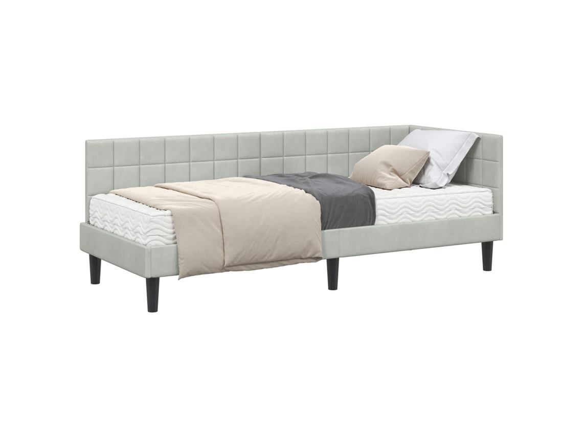 Maison Exclusive - Estructura De Cama Esquina Con Colchón Manual 2 Pcs Gris Claro