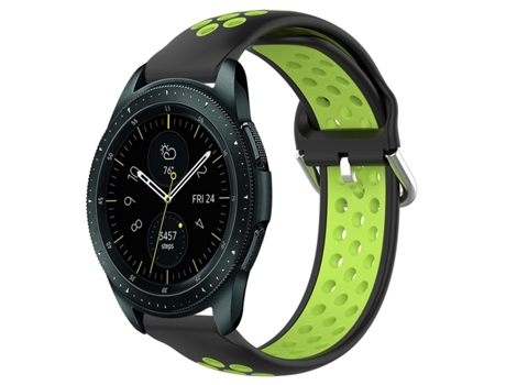 Correa de reloj inteligente para Samsung Galaxy Watch 42 mm 20 mm Correa de reloj deportivo transpirable perforada de silicona (negro + lima)
