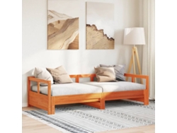 Sofá Cama Sin Colchón Madera Maciza Pino Marrón Cera 90x200 Cm