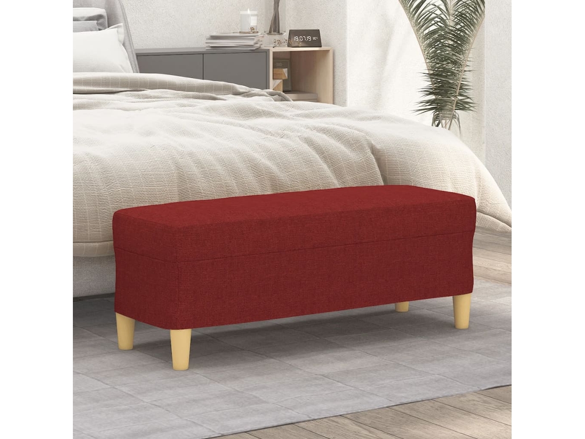 LOVELY HOME Taburete Banco 100X35X41 Cm Tela Rojo Tinto