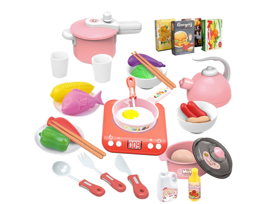 Juego De Cocina Eléctrica De Juguete Con Placa De Inducción Simulada Para Niños