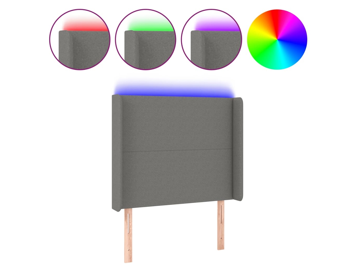 Maison Exclusive - Cabecero Con Led De Tela Negro 103x16x118/128 Cm