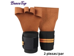 1 par de guantes de entrenamiento para levantamiento de pesas, deportes, fitness, culturismo y gimnasia. Guantes para manos y muñecas Mdug (marrón L).