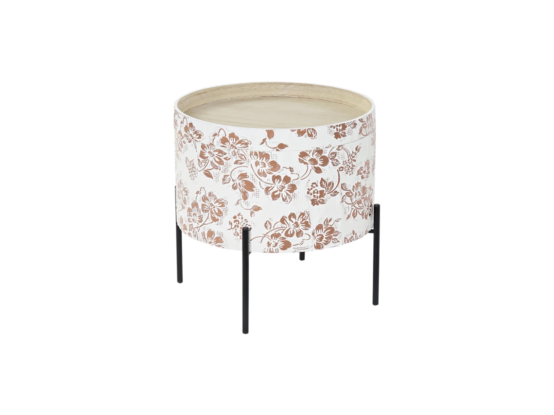 Mesita Auxiliar Mdf Metal Tapa Blanco 38x38x39cm